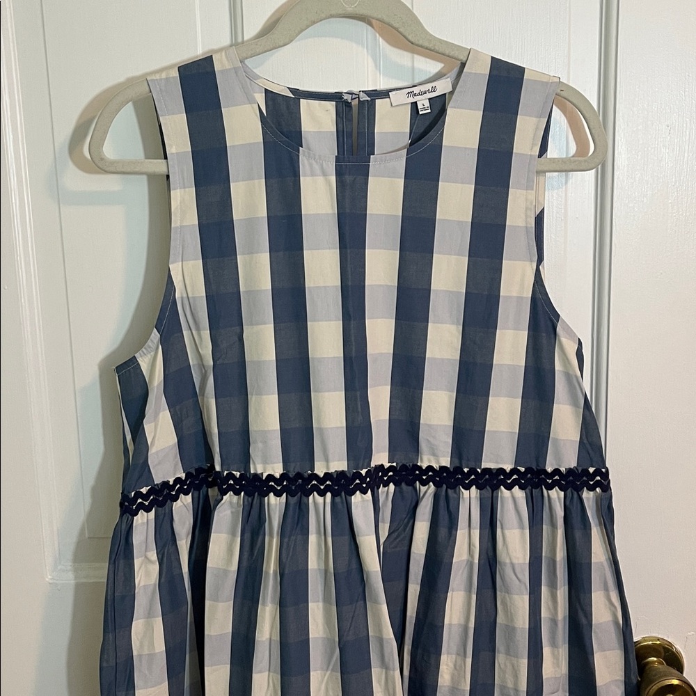 NWT Madewell Blue Buffalo Check Dress Size L - Picture 3 of 5
